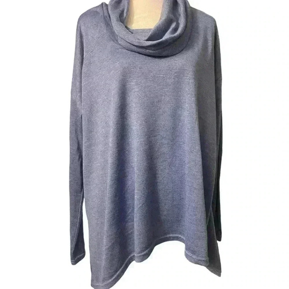 Jones New York cowl neck in slate blue long sleeve top women’s size large - Picture 1 of 8